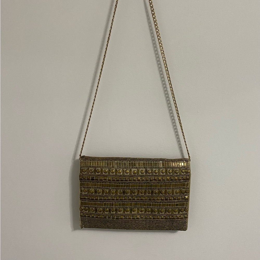 Club Monaco Metallic Gold Chain Purse